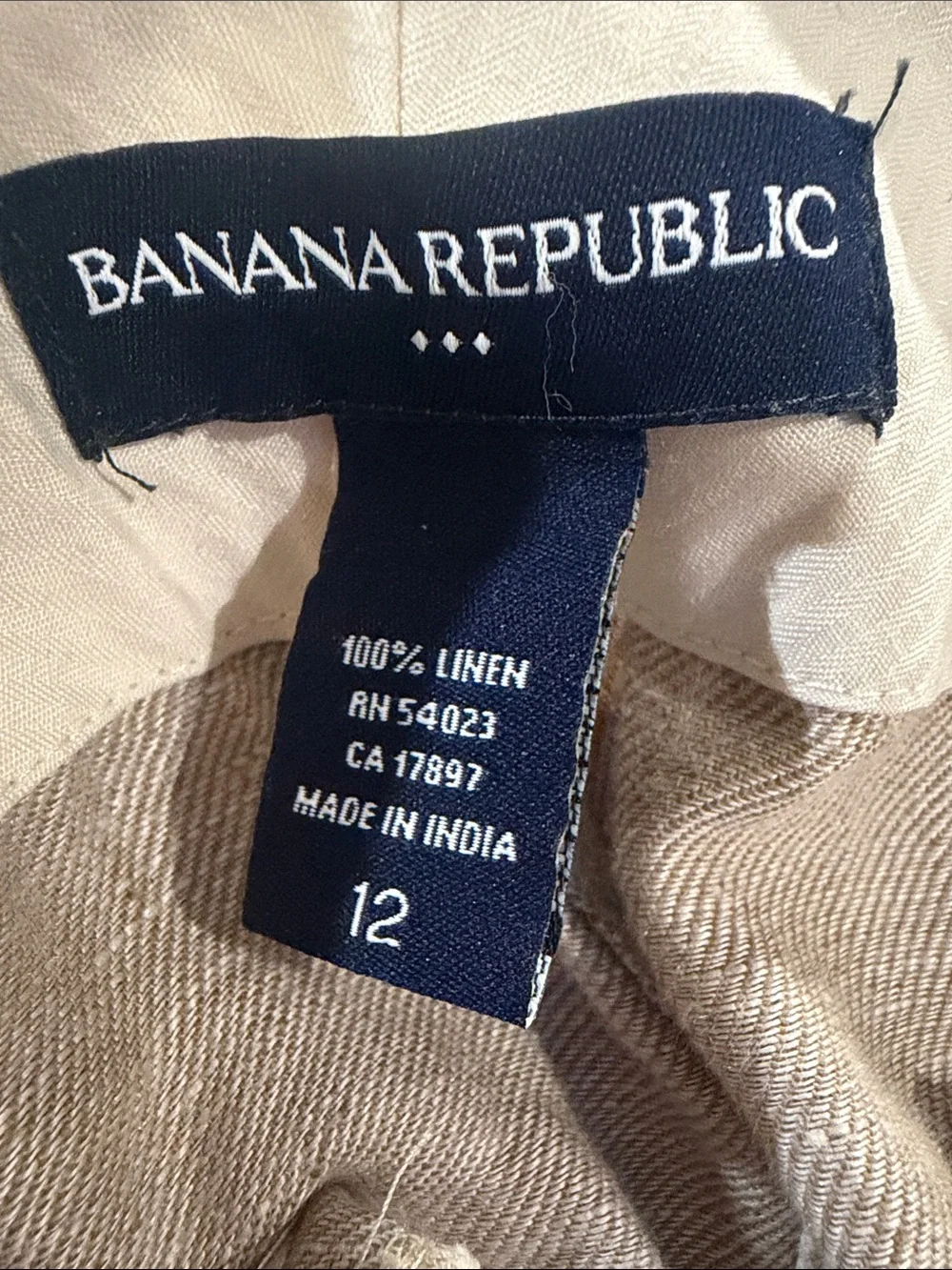 Tan Linen Capri Pants with Button Detail
